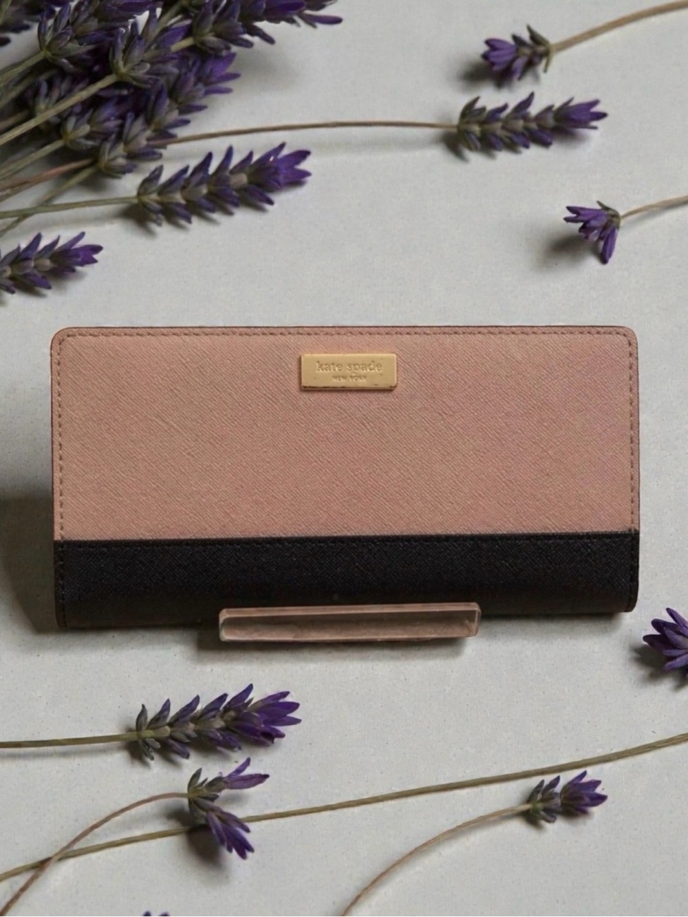 kate spade Two-Tone Continental Blush and Black Saffiano Wallet